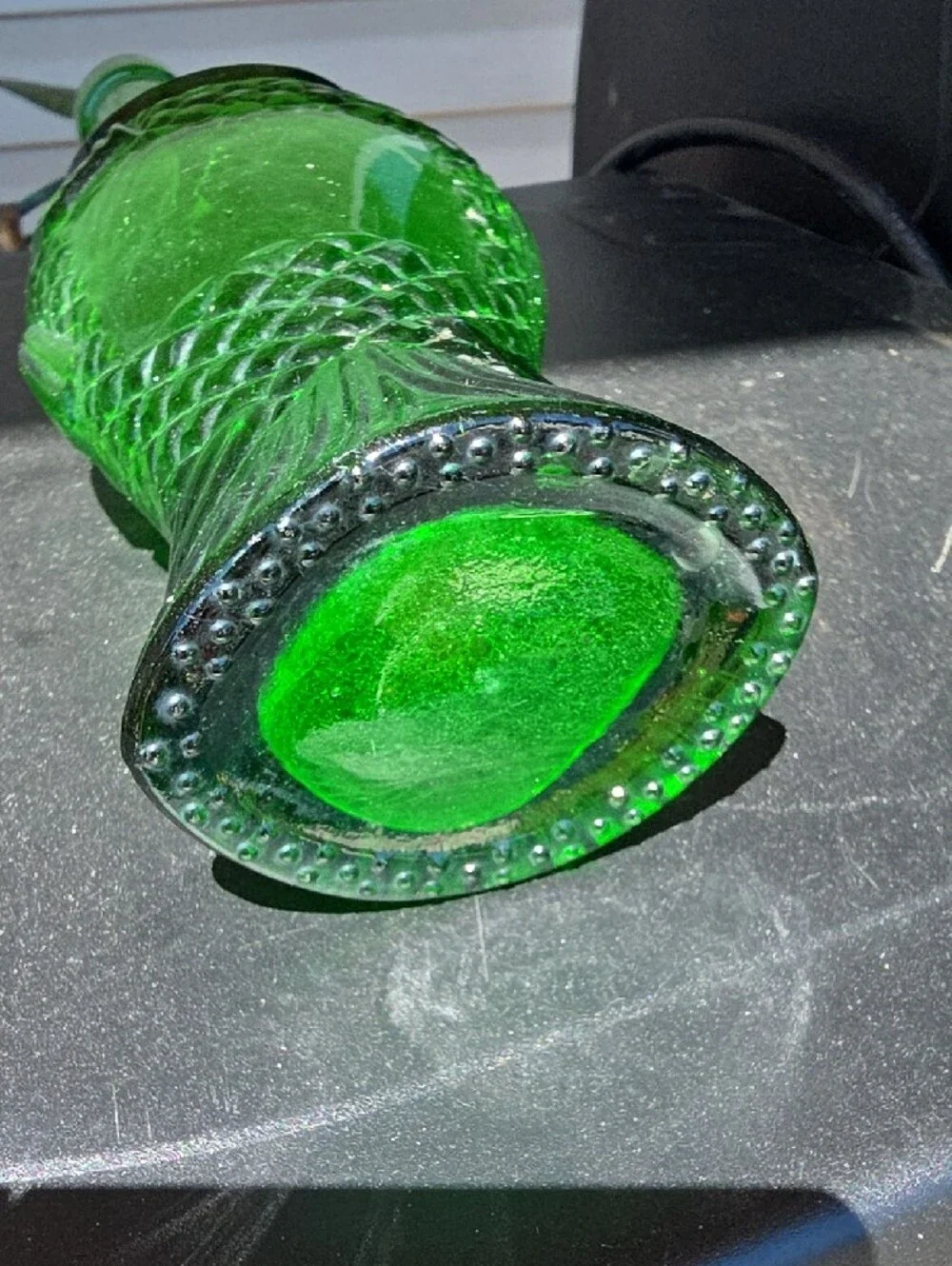 Green Glass Fish Figurine Bottle for Aquarium Décor